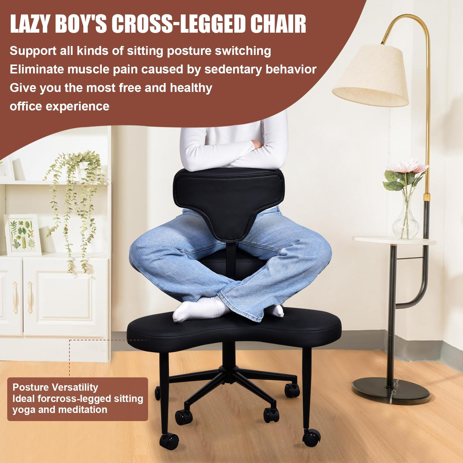 Meditation Chair, ADHD Chair, Cross Legged Office Chair with Wheels Brand New-