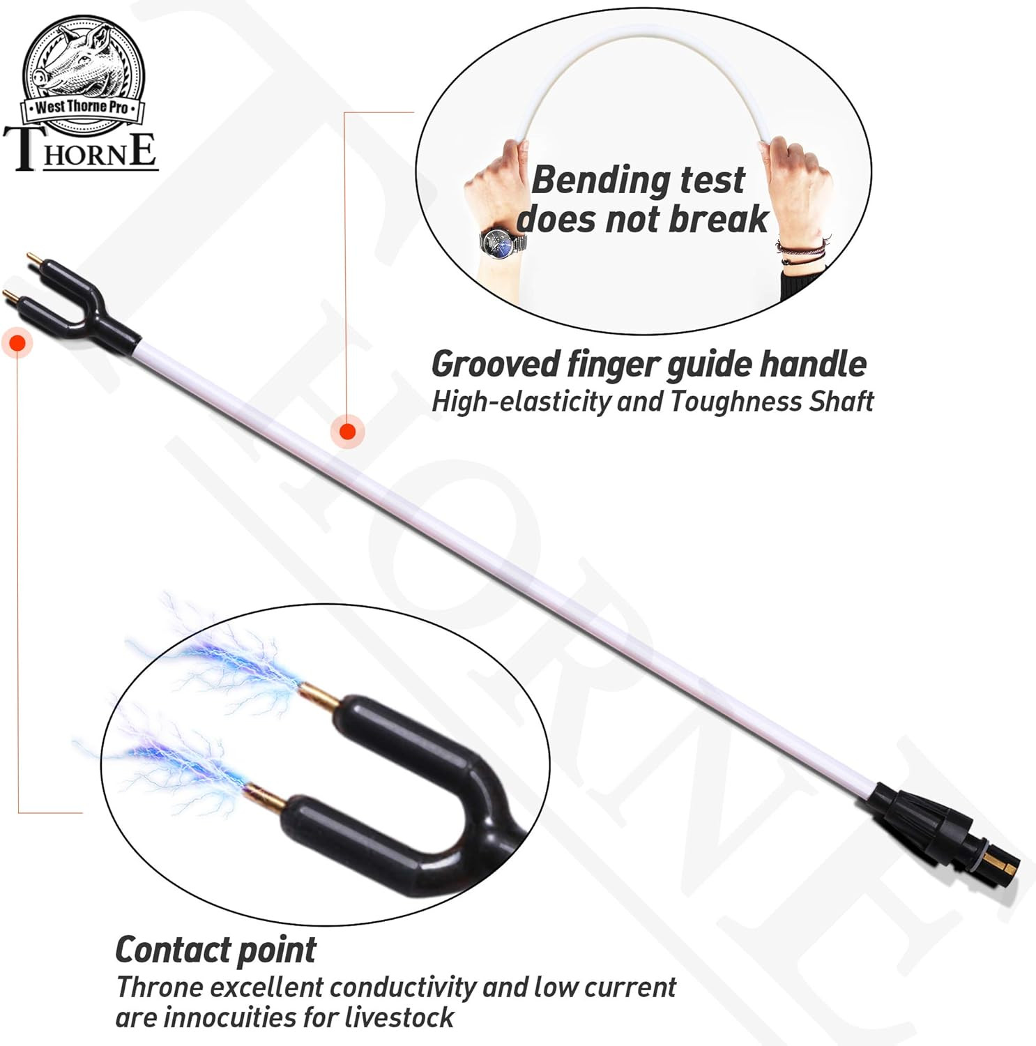 Cattle Prod, Waterproof Cattle Prod Stick with LED Light, Livestock Prod for Mod