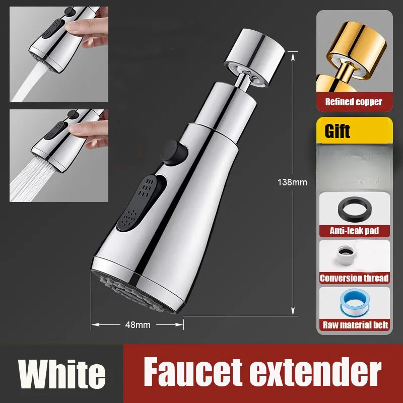 Universal 720° Rotating Faucet Extender Aerator Splash-Proof Filter for Bathroom