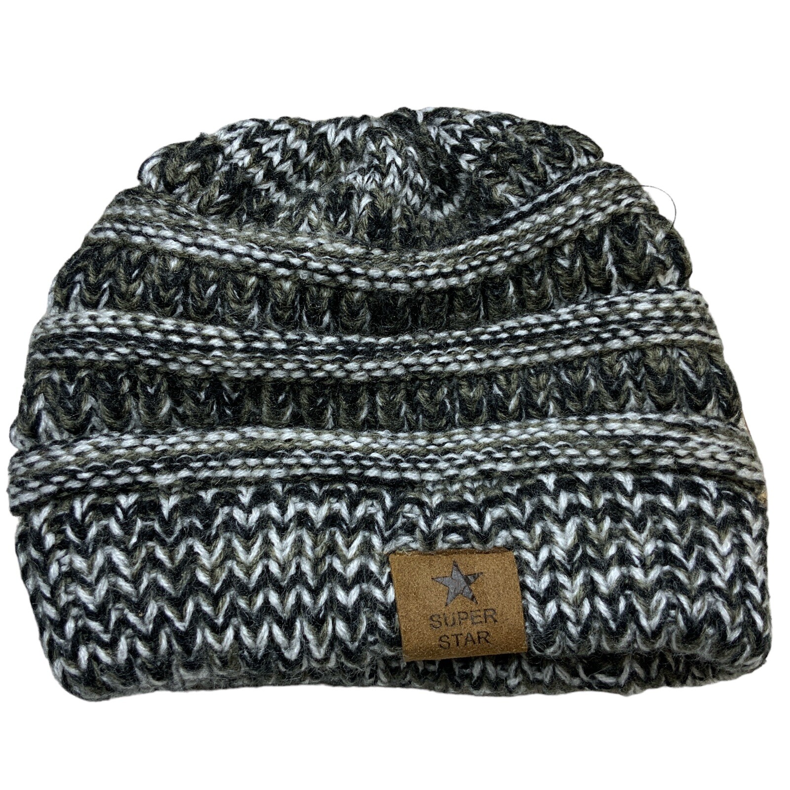 Super Star Toddler Beanie Knit Gray Black Hat Stocking Cap