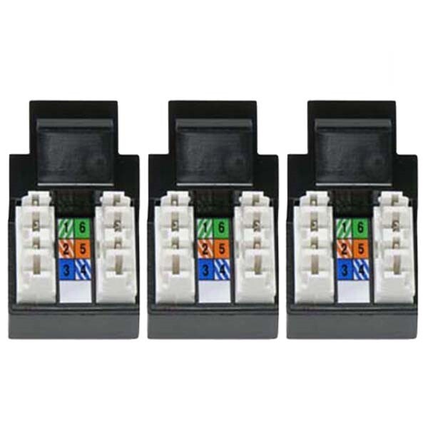 3x Keystone Jack Cat3 Black Telephone/Phone Line 110 Punchdown 8P8C RJ11/12