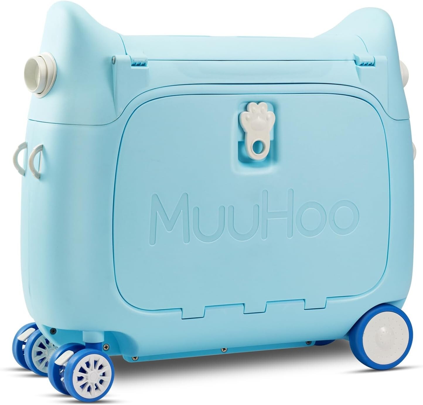Rosamo Kids Ride-On Suitcase & In-Flight Bed + Backpack Travel Set Blue - NIB