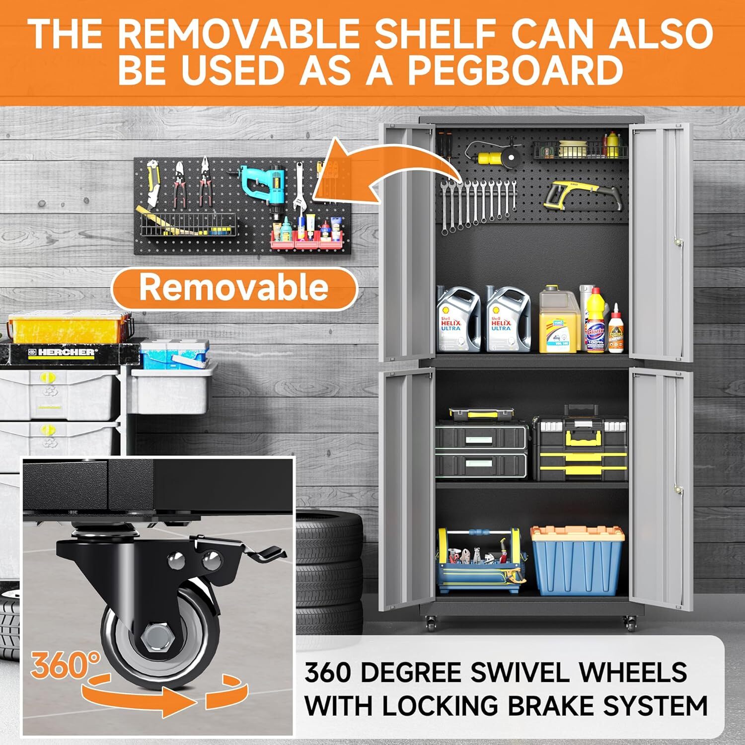 8 Pcs Garage Storage System Workshop Set Garage Cabinets for Tool Organization