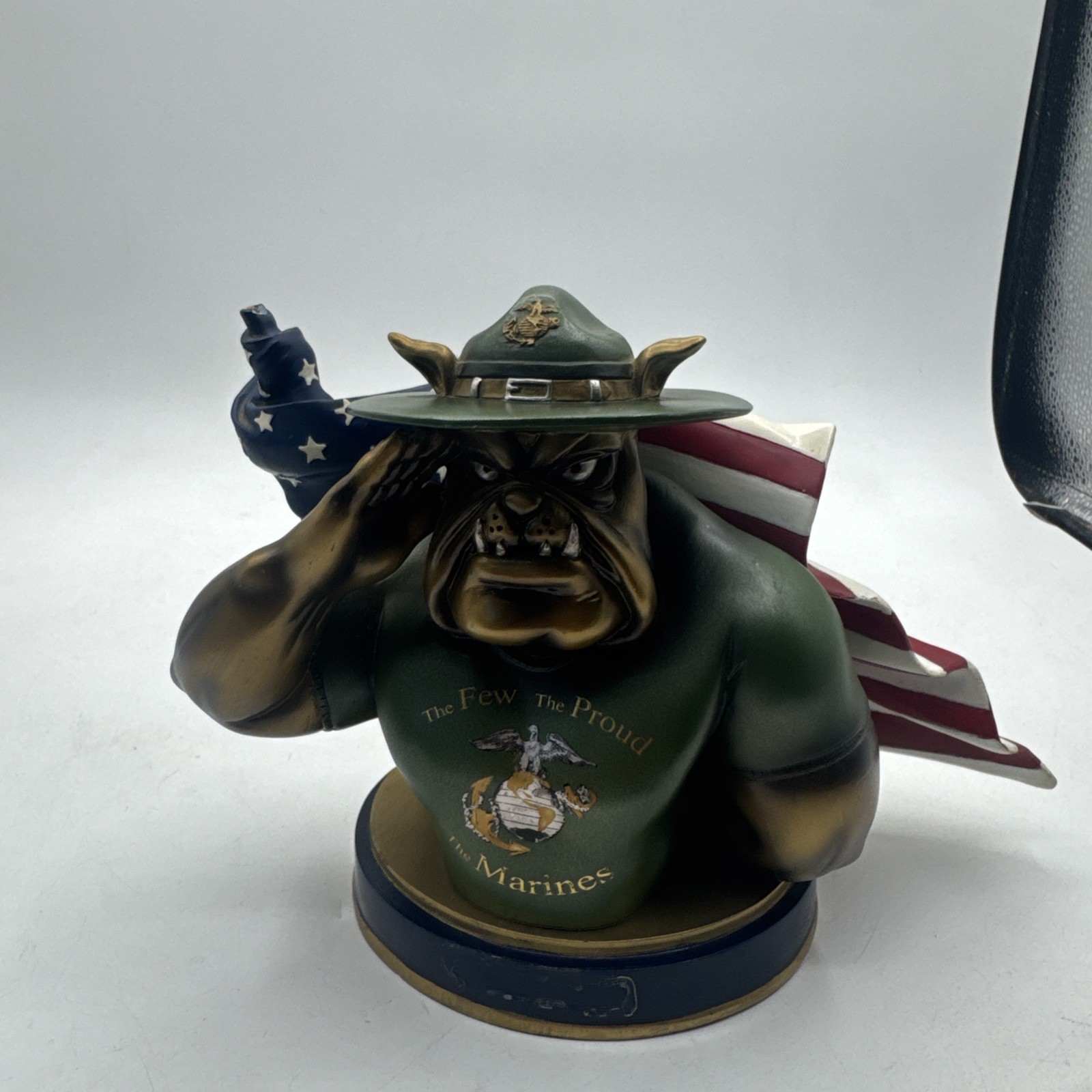 Used! USMC Devil Dog Limited Bradford Exchange w Flag 7" The Few The Proud