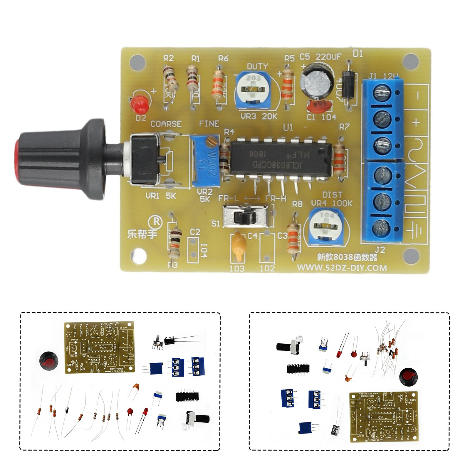 8038 IC Function Generator Sine Triangle & Square Wave Circuit Board DIY Kit