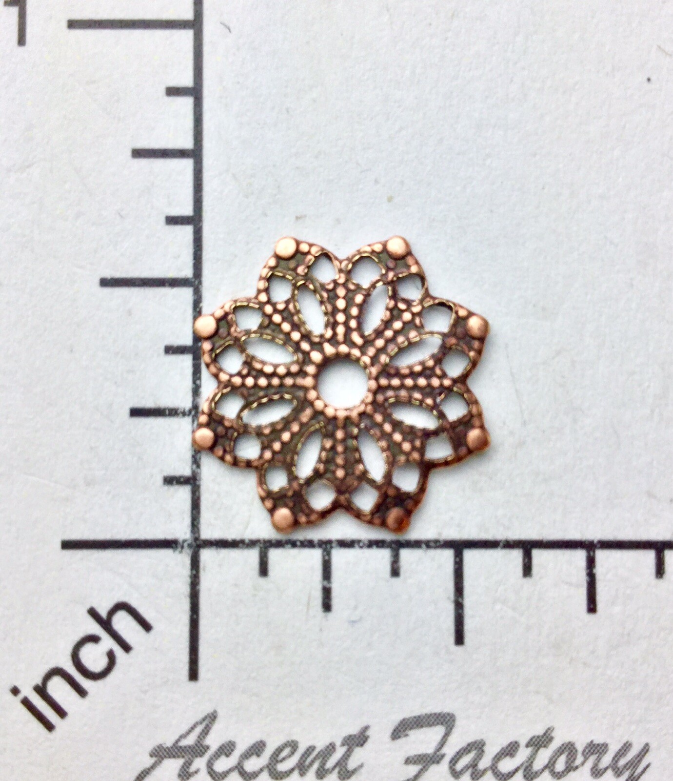 24495        4  Pc Copper Oxidized Victorian Round Filigree Finding
