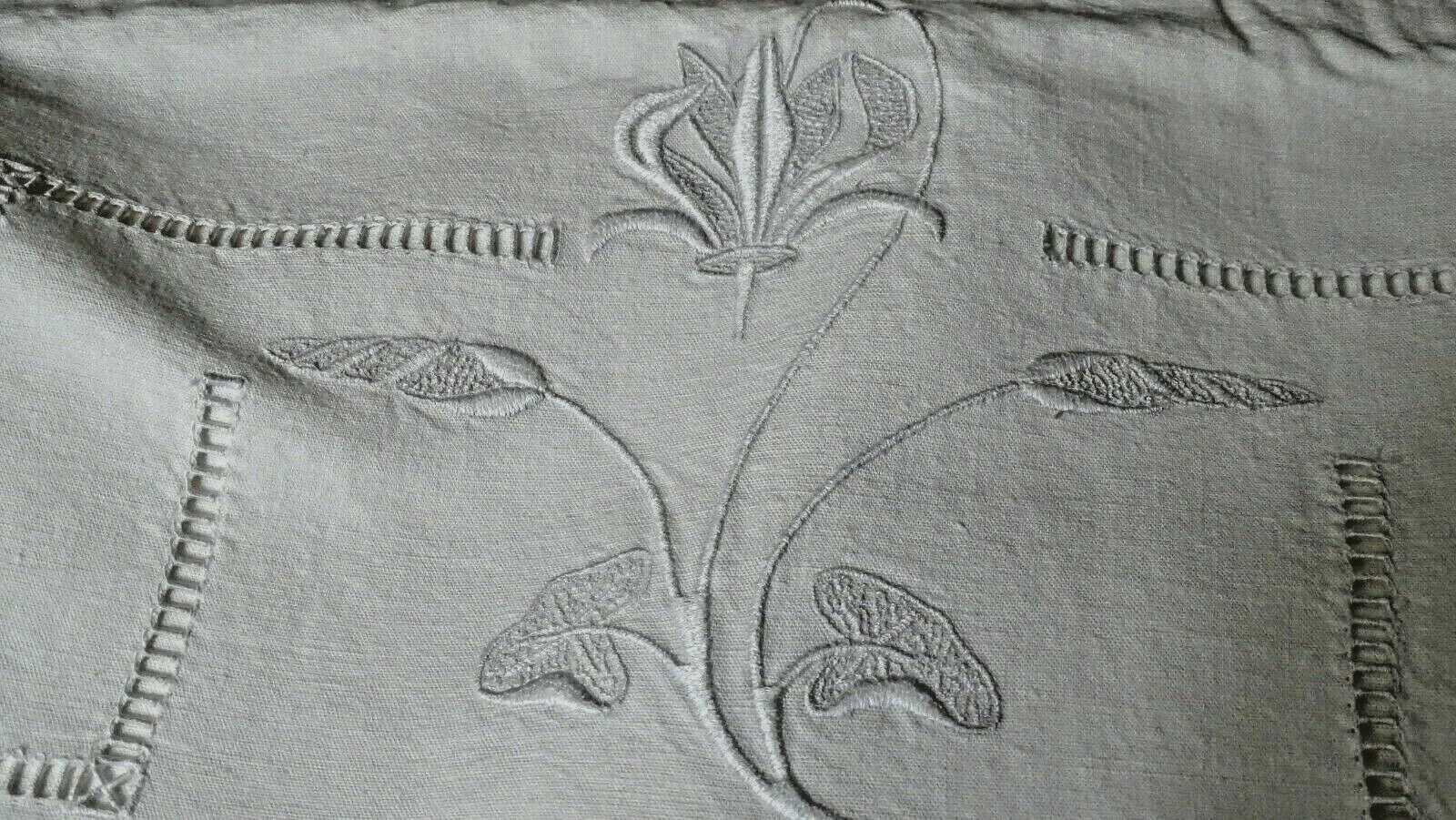 hand embroidered cotton/linen sheet