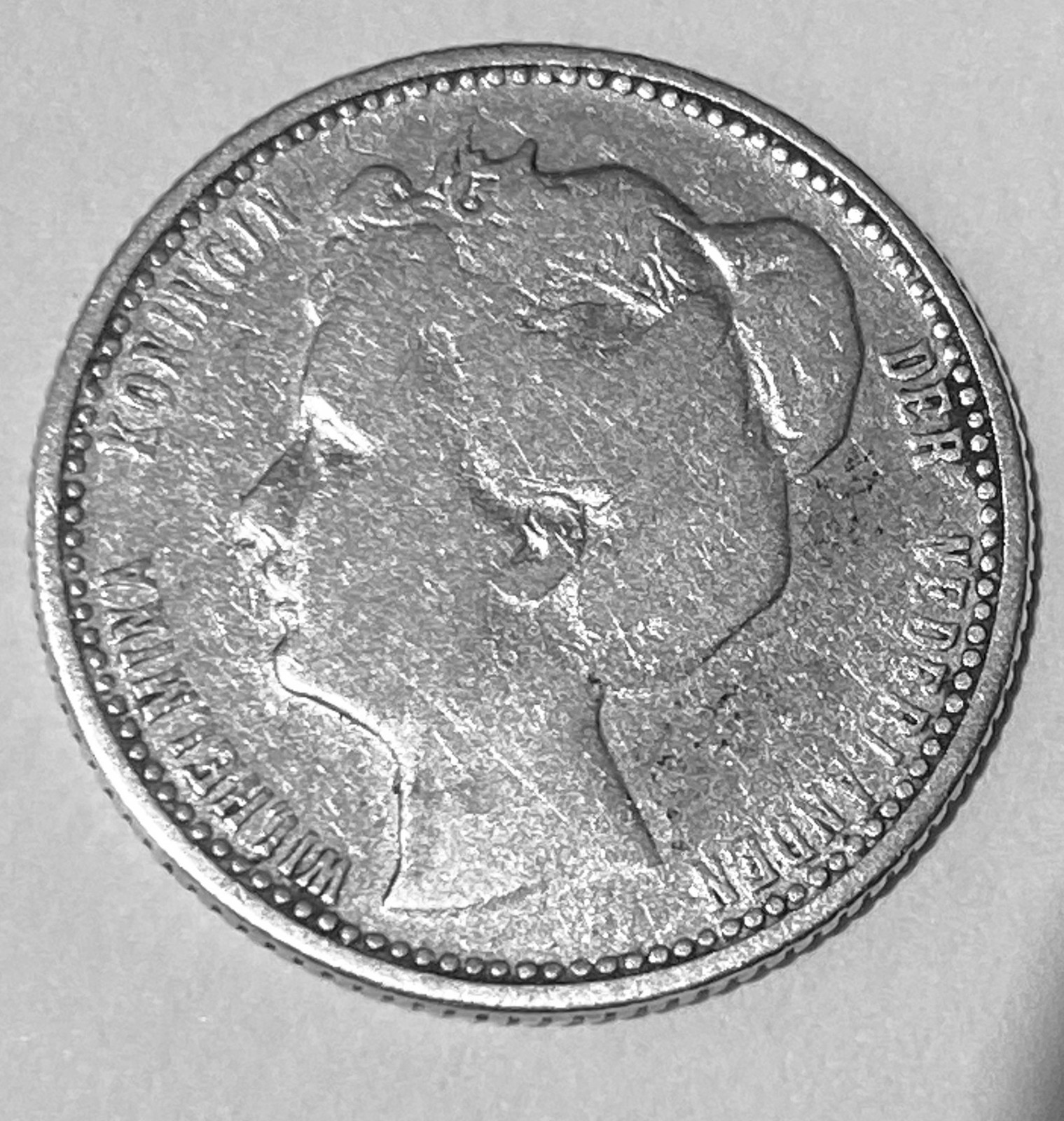 1906 Netherlands 25 Cents World Silver Coin