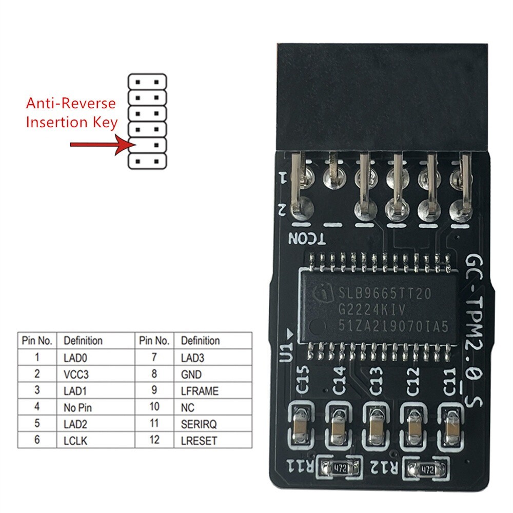 For GIGABYTE GC-TPM2.0_S Z390 H370 B360 X299 Z370 2.0 TPM Module (12 Pin 12-1)