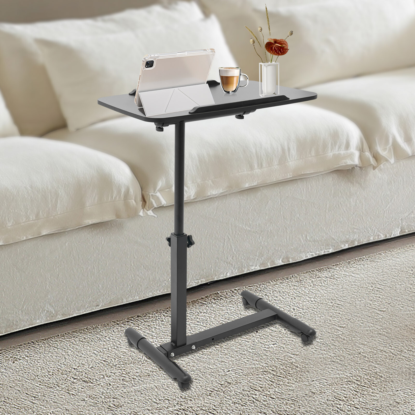 Bedside Table Adjustable Hospital & Home Use Bed Table Rolling Laptop Table