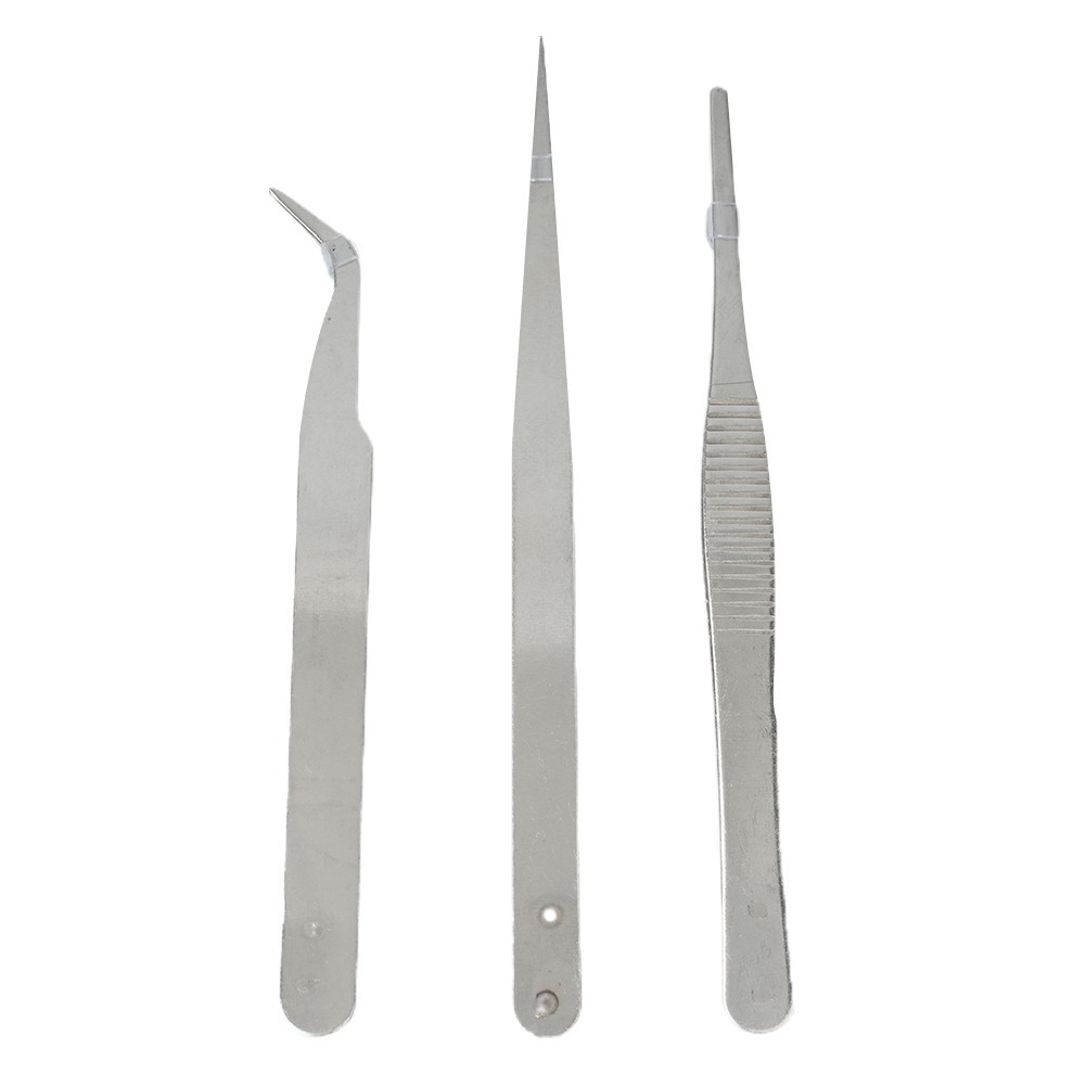 Convenient Home Hospital Tweezers Clips Tools 3 Pcs Accessories Silver