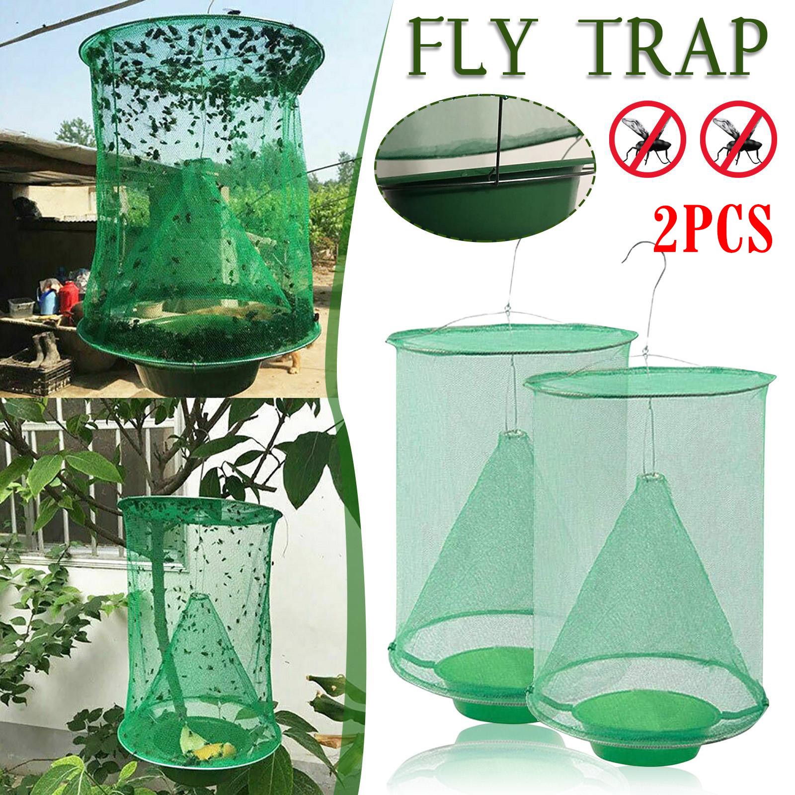 2x Fly Trap Ranch Reusable Catcher Killer Cage Net Pest Bug Catch Hanging Horse