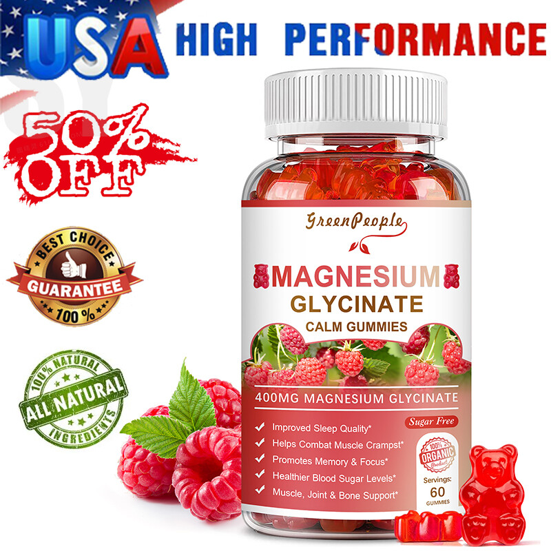 Magnesium Glycinate 400mg Gummies For Sleep Stress & Anxiety Relief Support Bone