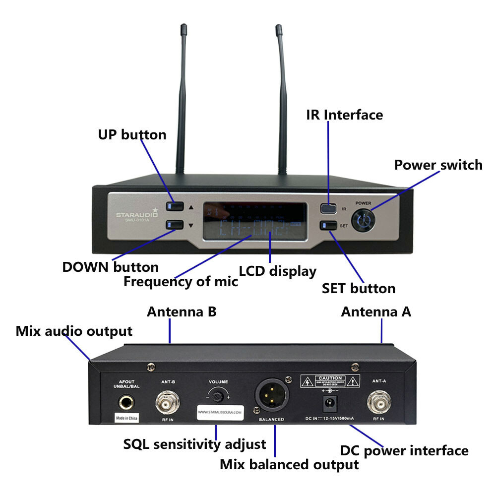 Wireless UHF Guitar Microphone System Guitar Straight pug Angled plug Stage Mic
