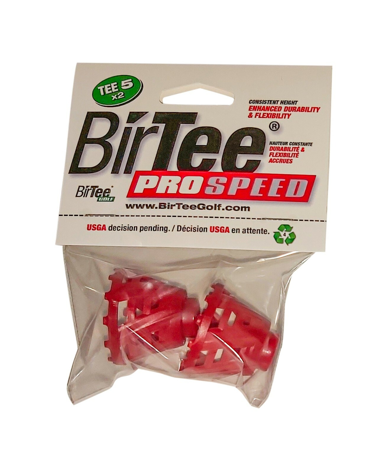 BirTee Pro Golf Tees - Size #5 (1 1/4") - 2 Tees Per Pack For Winter/Simulators