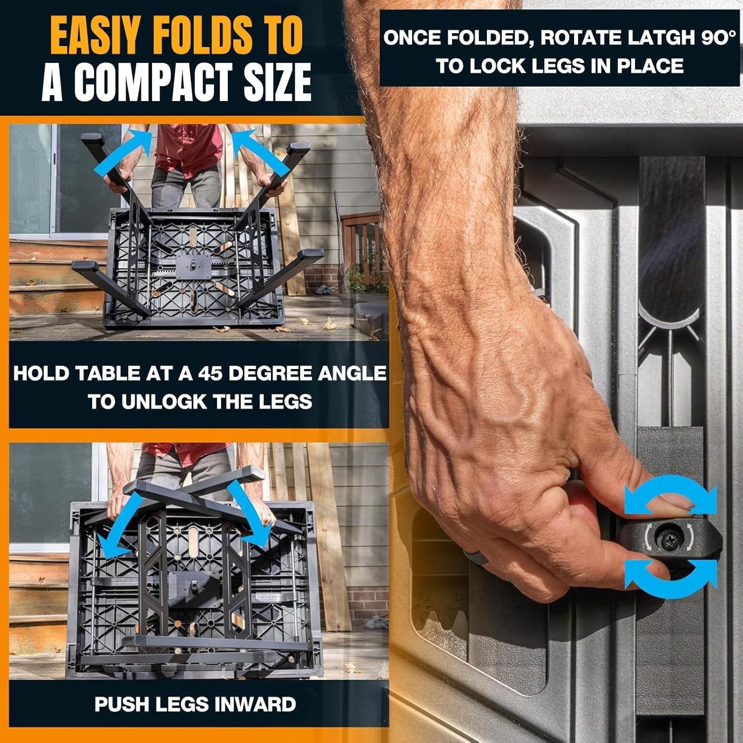 Versatile Heavy-Duty Folding Worktable - 34” W x 24” D, Quick Setup in 3 Seconds