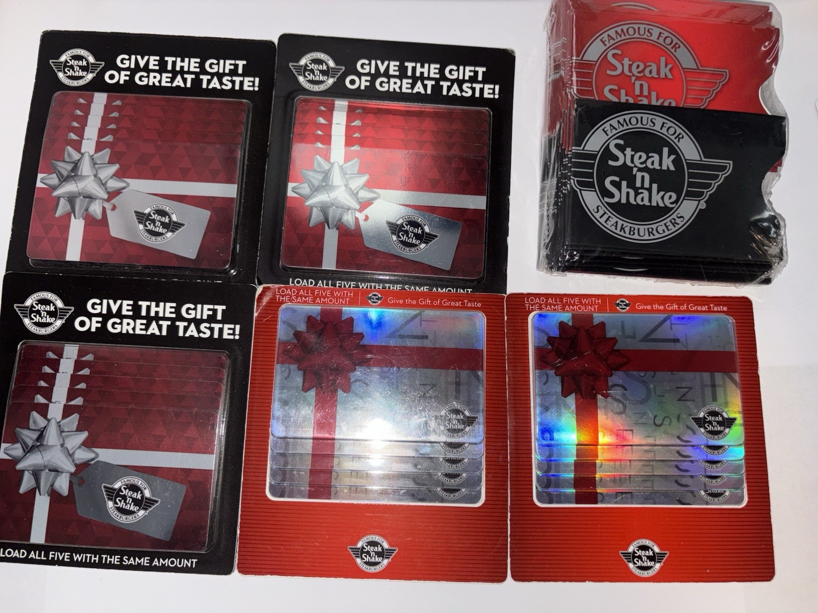 Steak 'n Shake Gift Cards, Holders & Blank Cards Lot - Red & Black Packaging