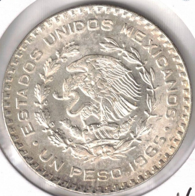 1965 Mexico Uncirculated Silver One Peso Coin #4