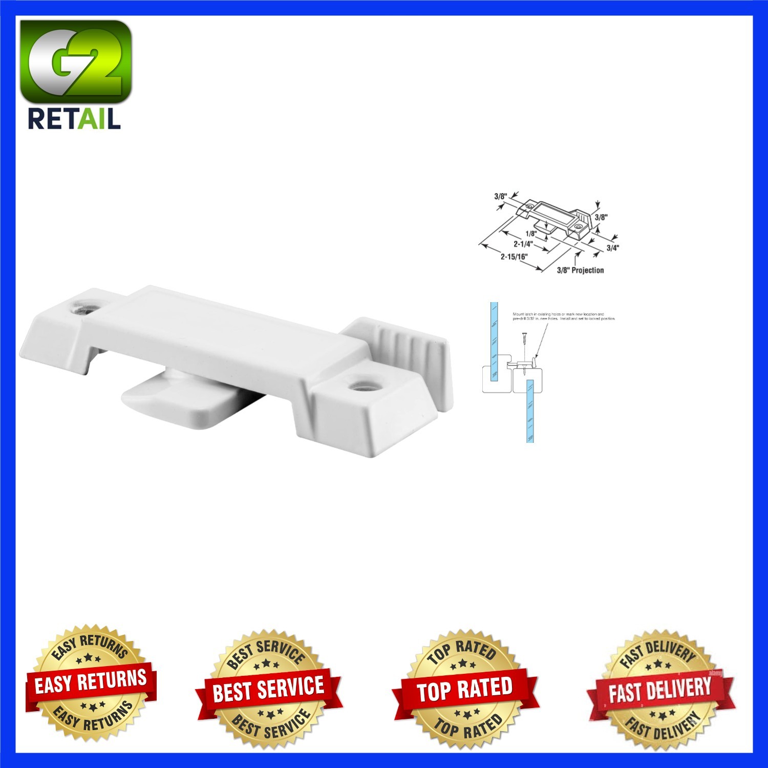 2-1/4” Mounting Sash Lock for Vertical & Horizontal Windows - Easy Installation