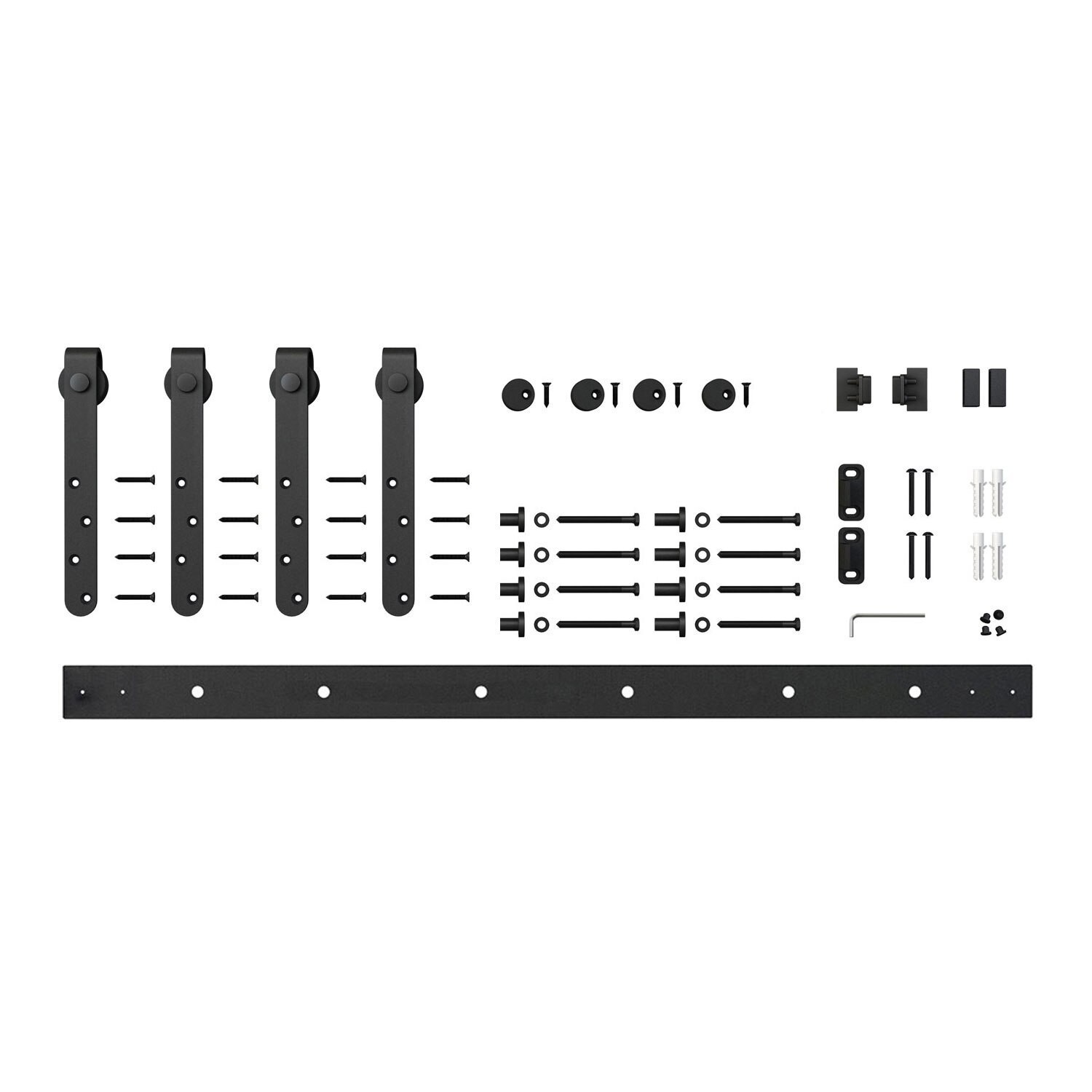 Outwater 60" Matte Black Mini Barn Door Hardware Kit for Double Doors