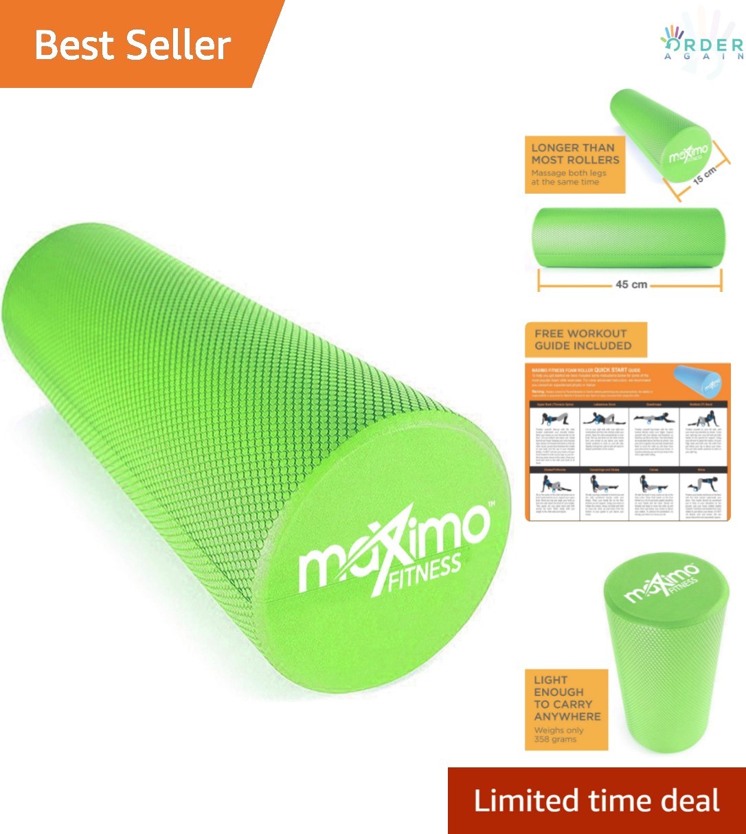 Foam Roller High Density Exercise Massage Tool for Fitness, Therapy, Yoga
