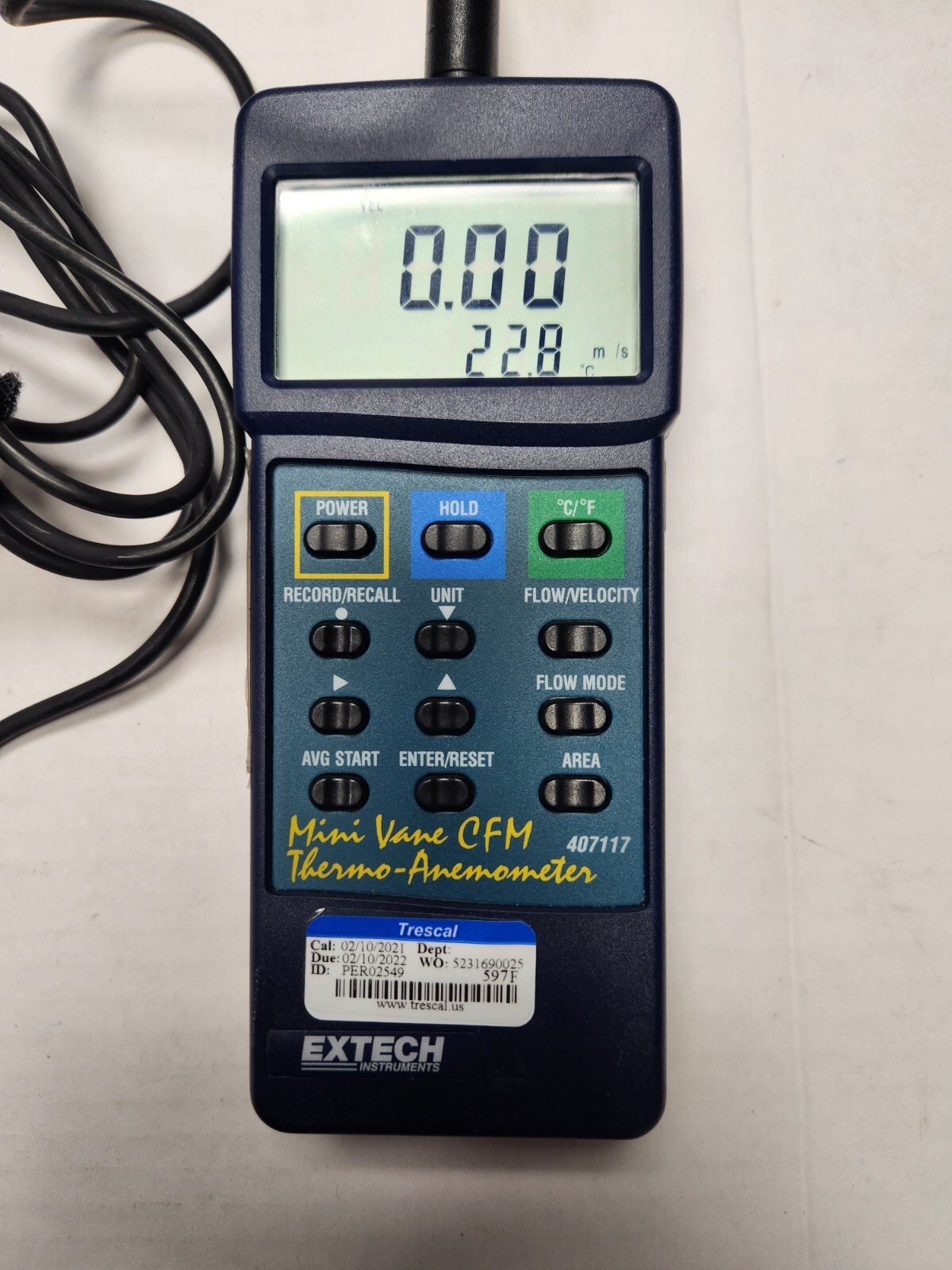 Extech 407117 Anemometer with Telescoping Antenna Sensor & Case