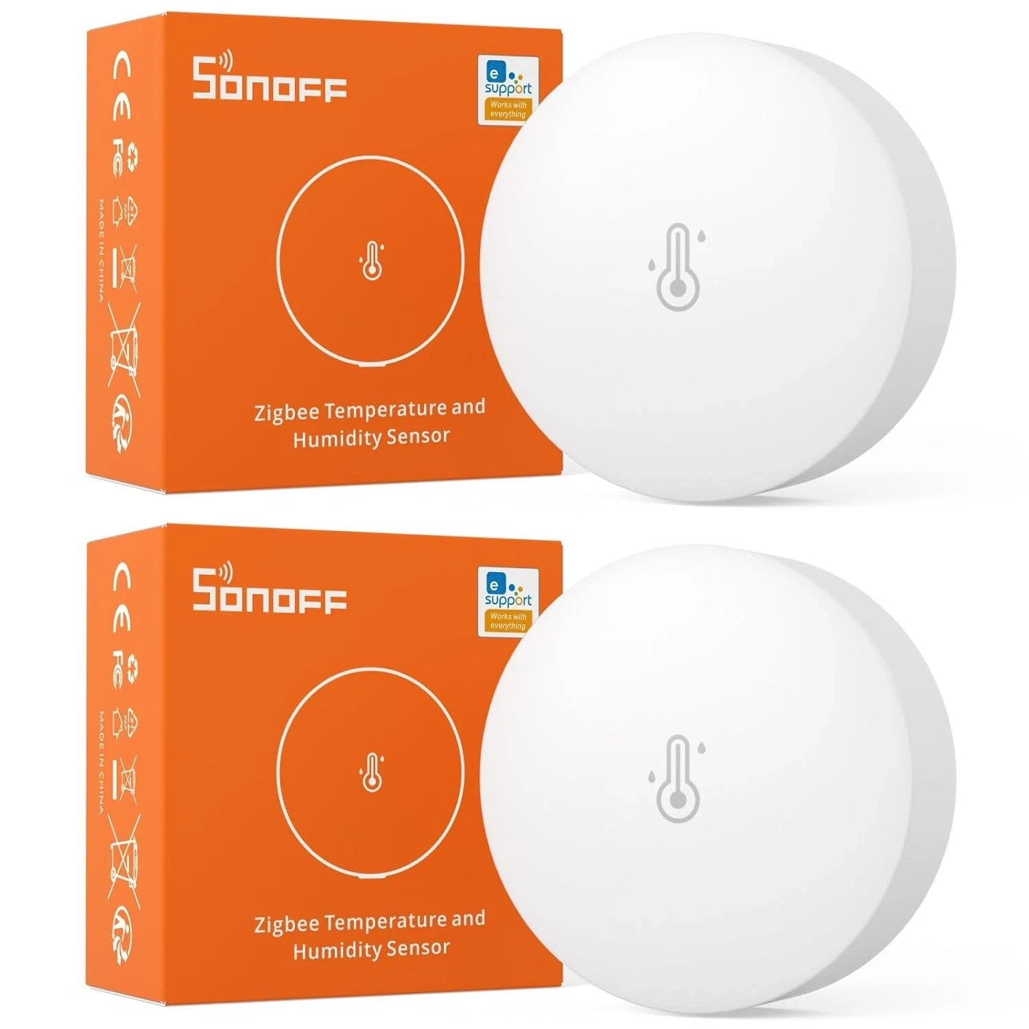 (2 PACK) SONOFF Zigbee Temperature & Humidity Sensor Smart Home Monitor SNZB-02P