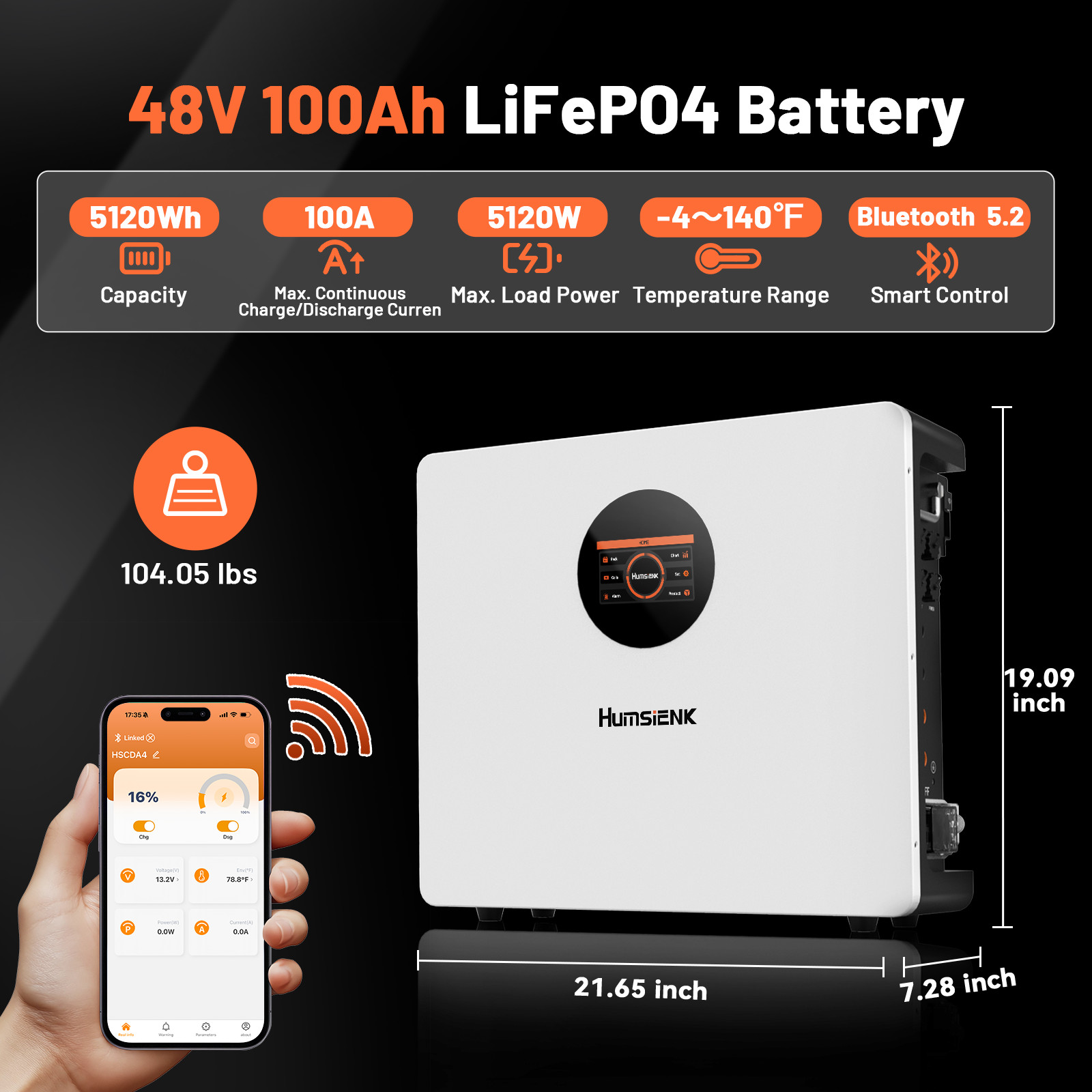2 PACK 48V 100Ah LCD Wall-Mounted LiFePO4 Lithium Battery 5120Wh Solar off-Grid