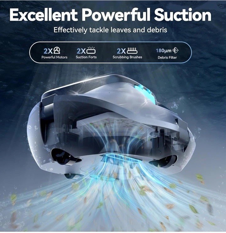 Poundee X1 Robotic Pool Vacuum Cordless Pool Cleaner With 120mins No Charger