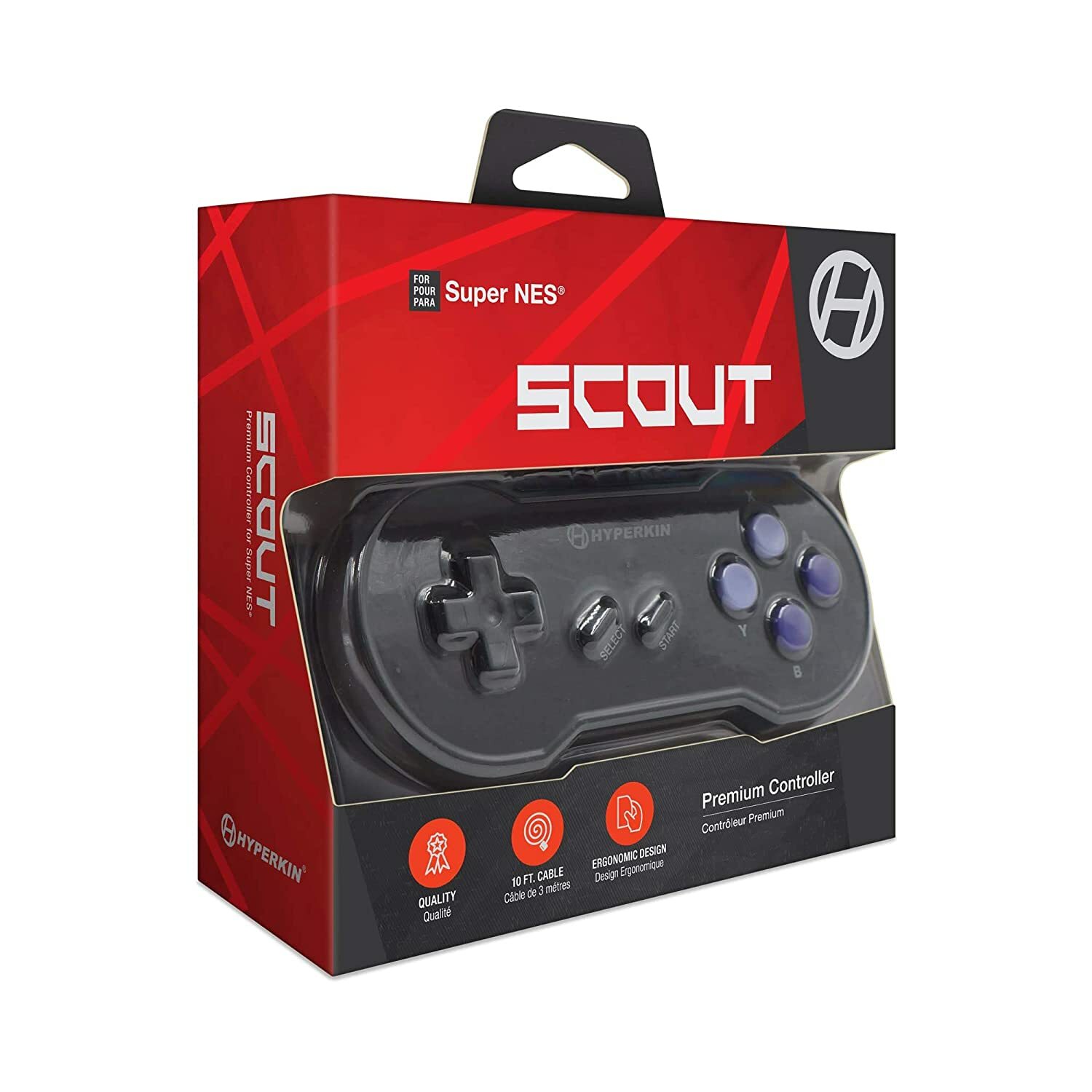 Hyperkin "Scout" Premium Controller for Super NES, RetroN 2, 3 - Space Black