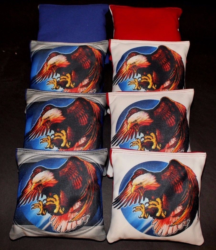Patriotic Bald Eagle USA Red and Blue 8 ACA Regulation Cornhole bags B29
