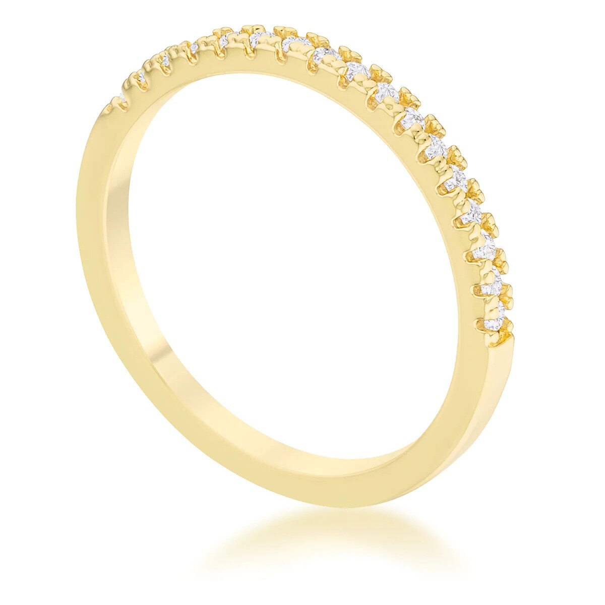 14k Yellow Gold Plated 2mm CZ Half Band Wedding Ring Guard
