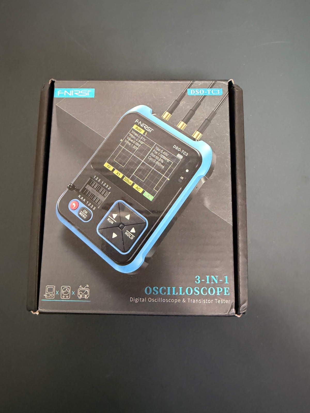 FNIRSI DSO-TC3 3-in-1 Digital Oscilloscope Tester USB-C No Probes Open Box