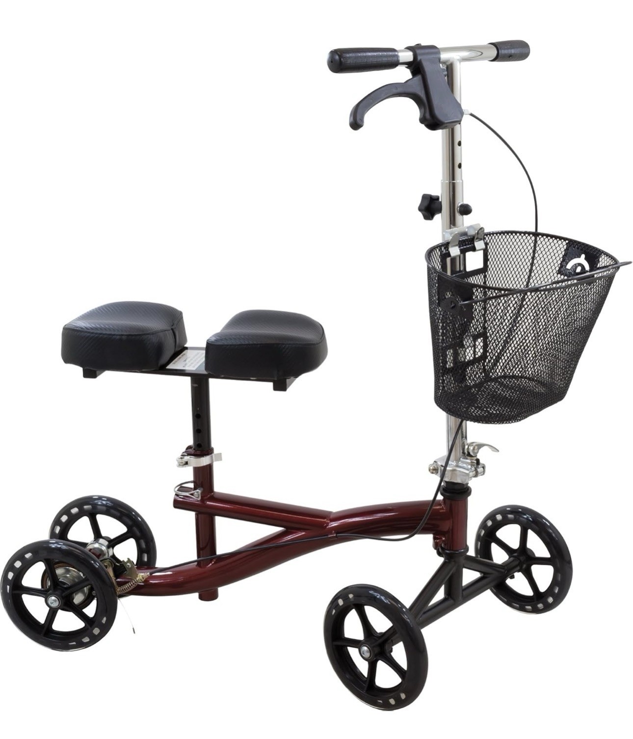 Roscoe Medical Knee Walker Scooter All Terrain Adjustable Knee Scooter, Burgundy