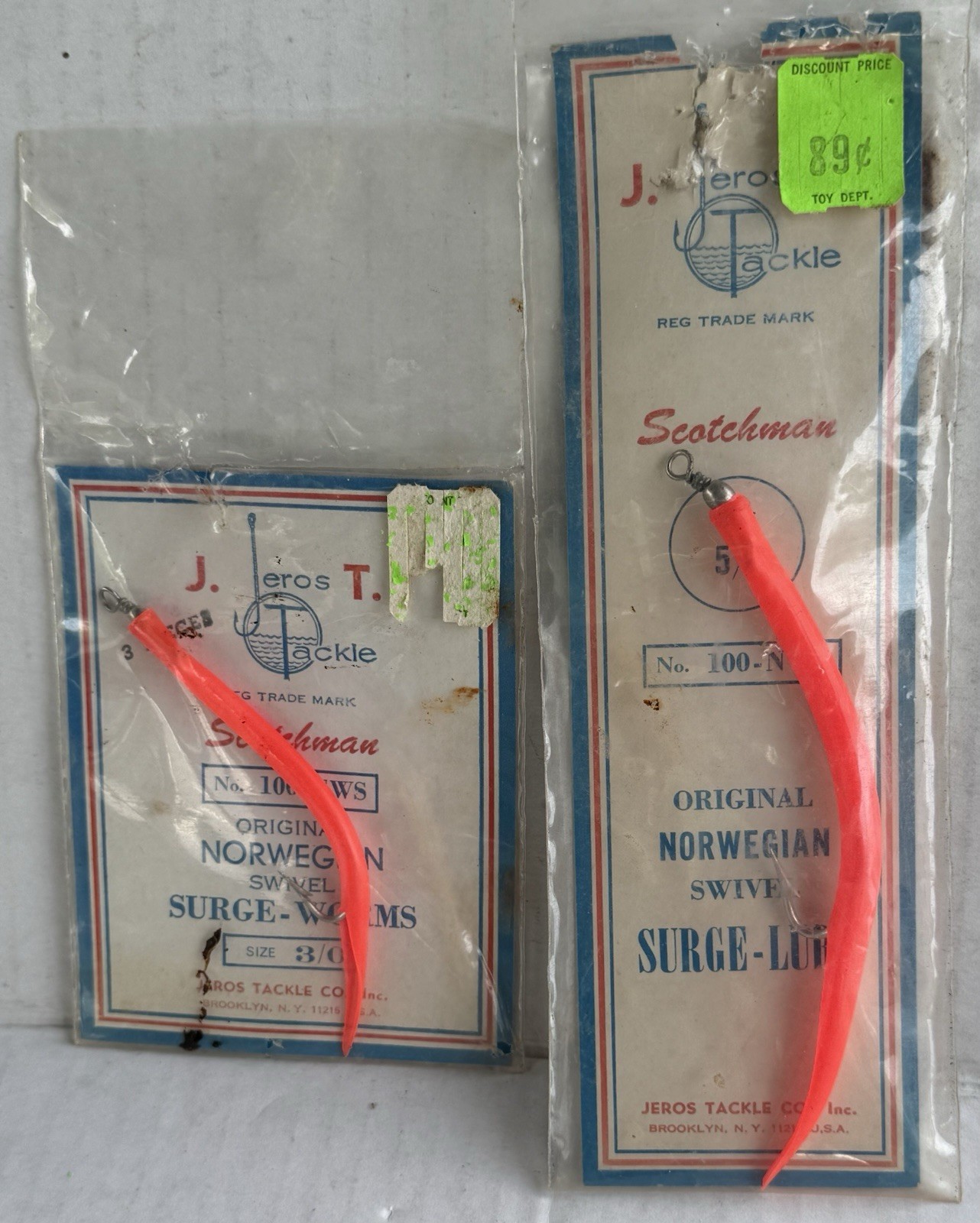 Surge Lure Rig Lot 2x Fishing Worm Vintage Sealed Jeros Tackle J.T. New