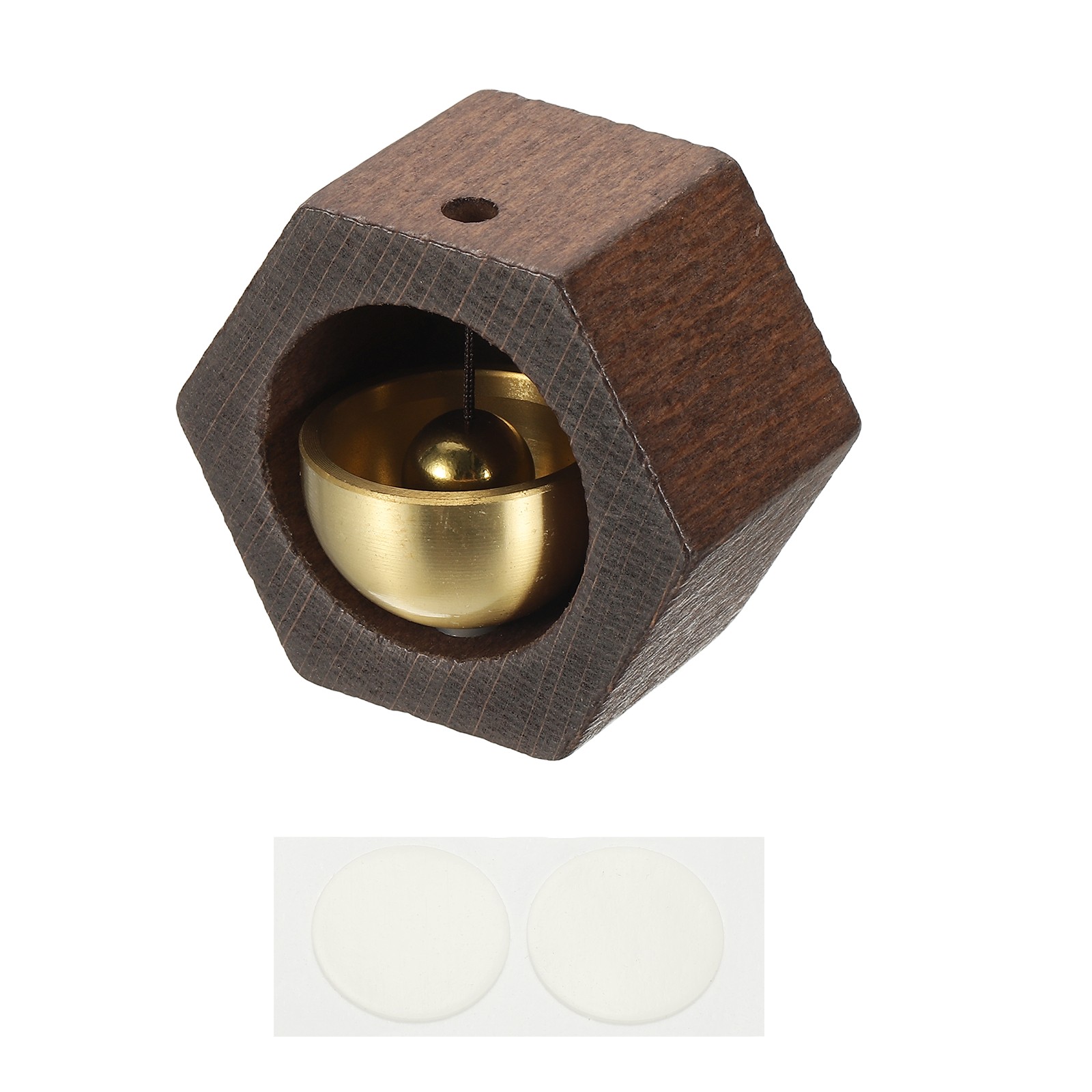 1 Set Shopkeepers Bell, Wood Door Chime Magnetic Door Bell, Walnut, Hexagon