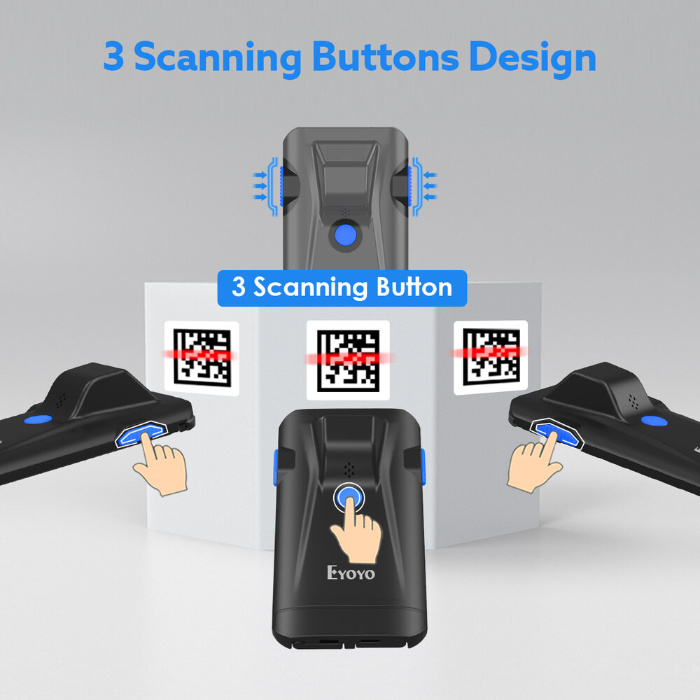 Eyoyo Wireless 2D QR Code Barcode Scanner Phone Back Clip Scanner for PC Phone