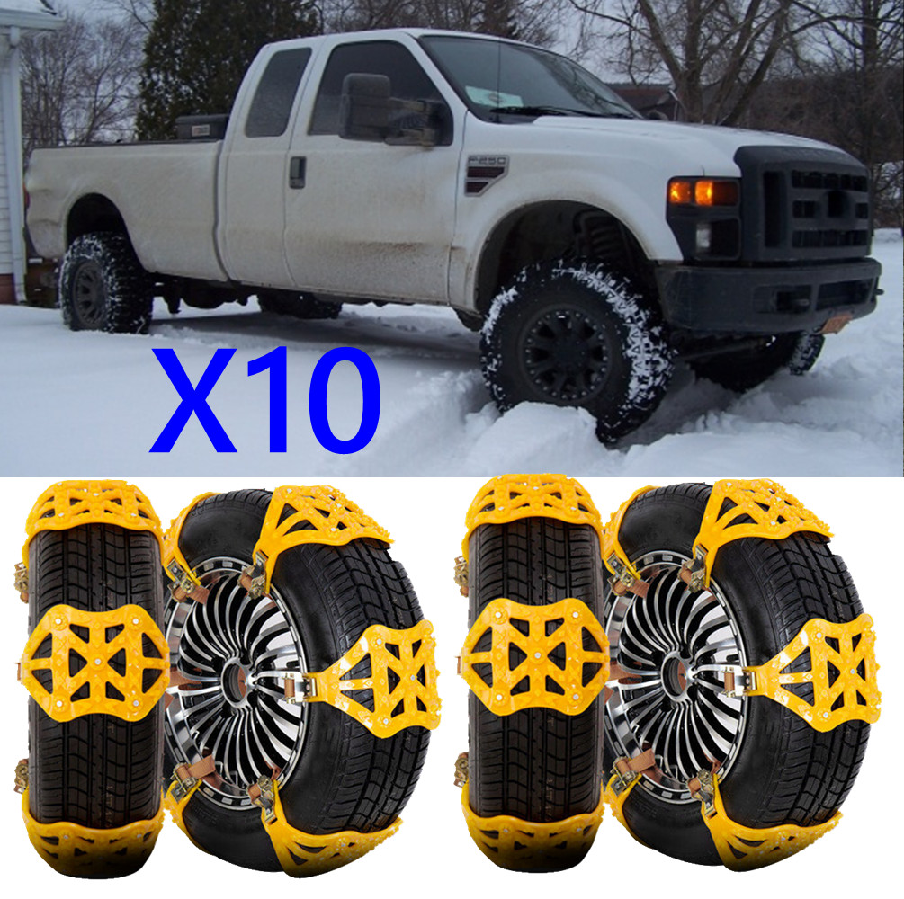 10X Car Wheel Tire Snow Lce Tyre Chain TPU Anti-skid For Ford F-150 F-250 F-350