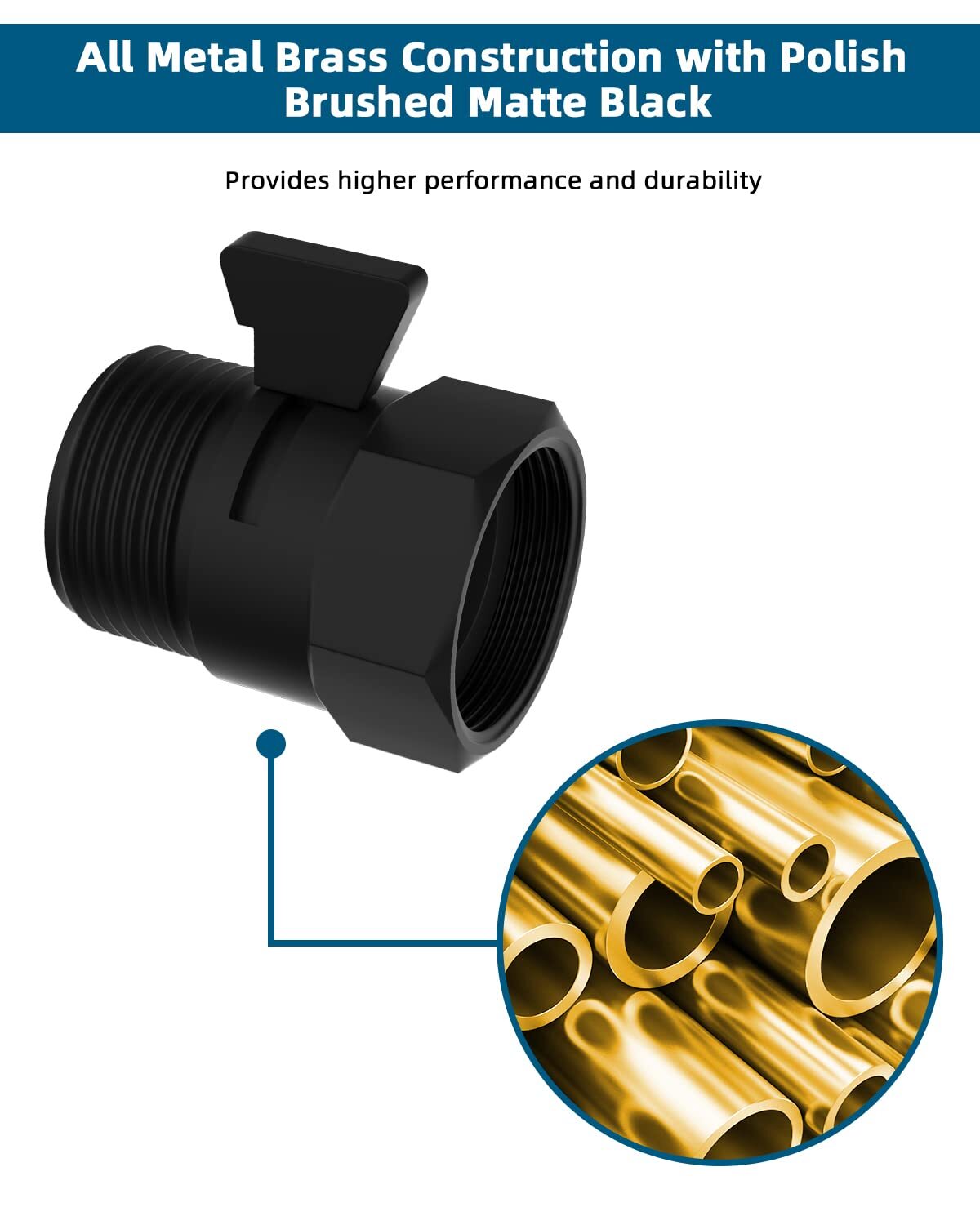 All Metal Shower Head Flow Control Valve G1/2 Brass Shut-off Valve with Handle