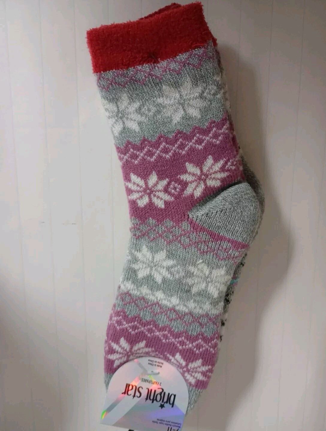2 Pair Bright Star Womens Double Layers Socks Holliday Size 9-11