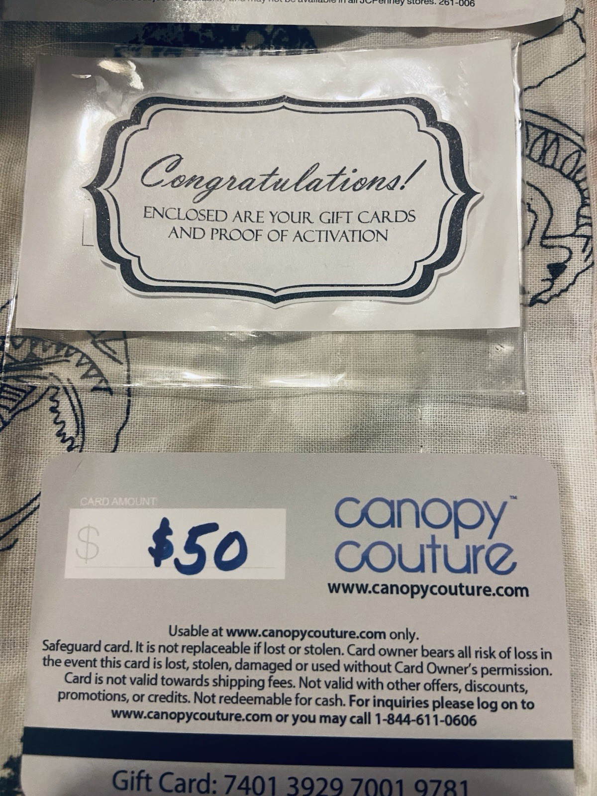 Custom Pacifiers Canopy Couture $50 Gift Card, Baby, US Nationwide, No Exp.