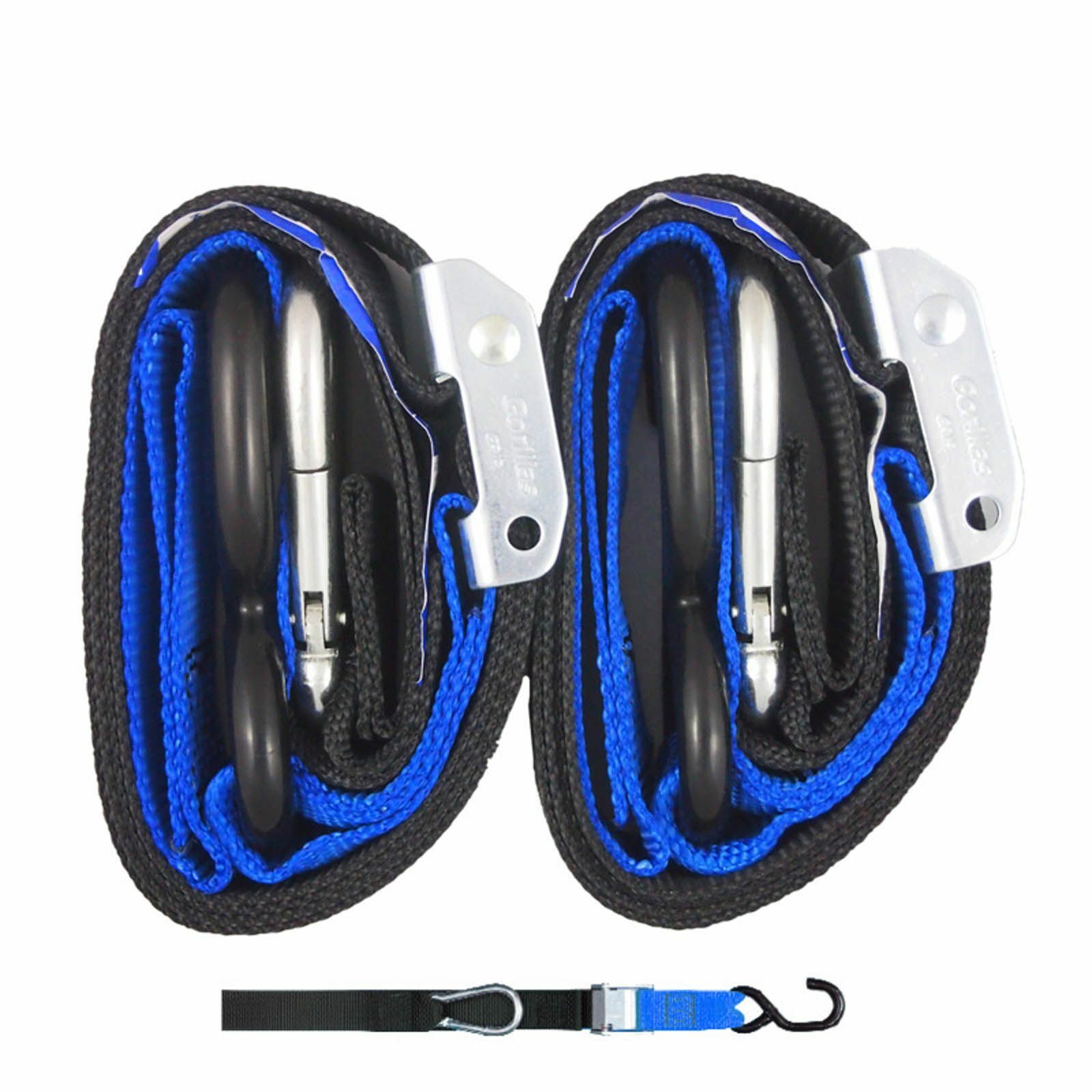 Black/Blue GORILLAS GRIP Heavy Duty Motorbike Tie Down Straps AUSTRALIAN MADE