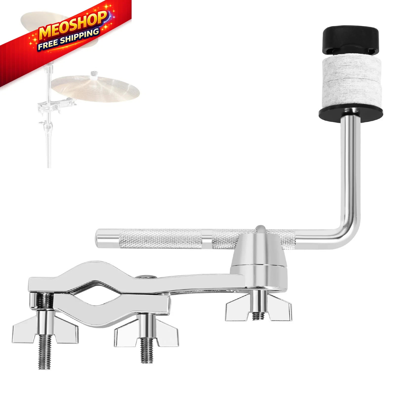 Drum Set Mounting Clamp Cymbal Stand Extension Arm L Silver