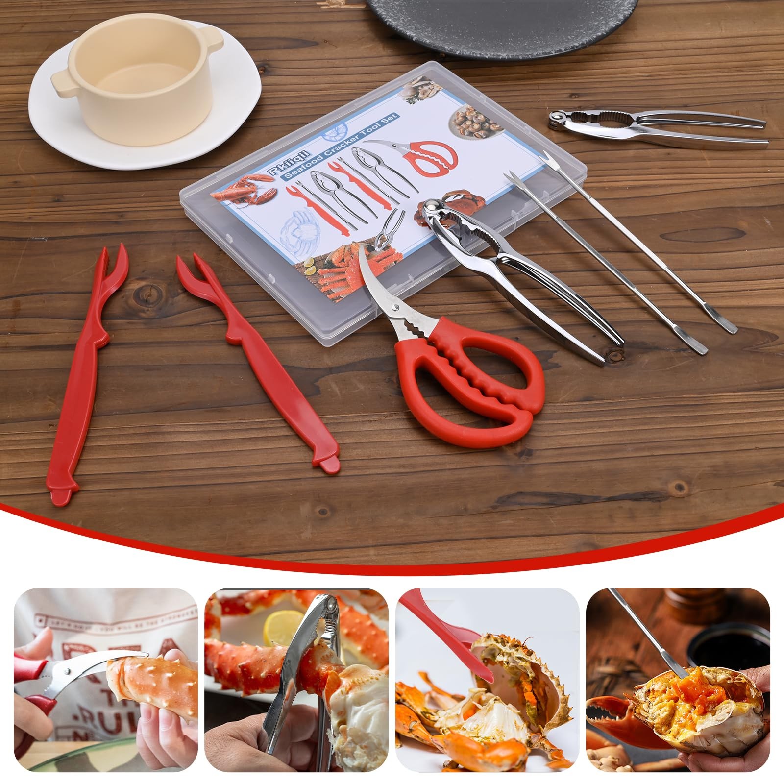 2026 Upgraded 8PCS Seafood Tool Set, Includes 2 Crab Leg universal, 8 Pcs