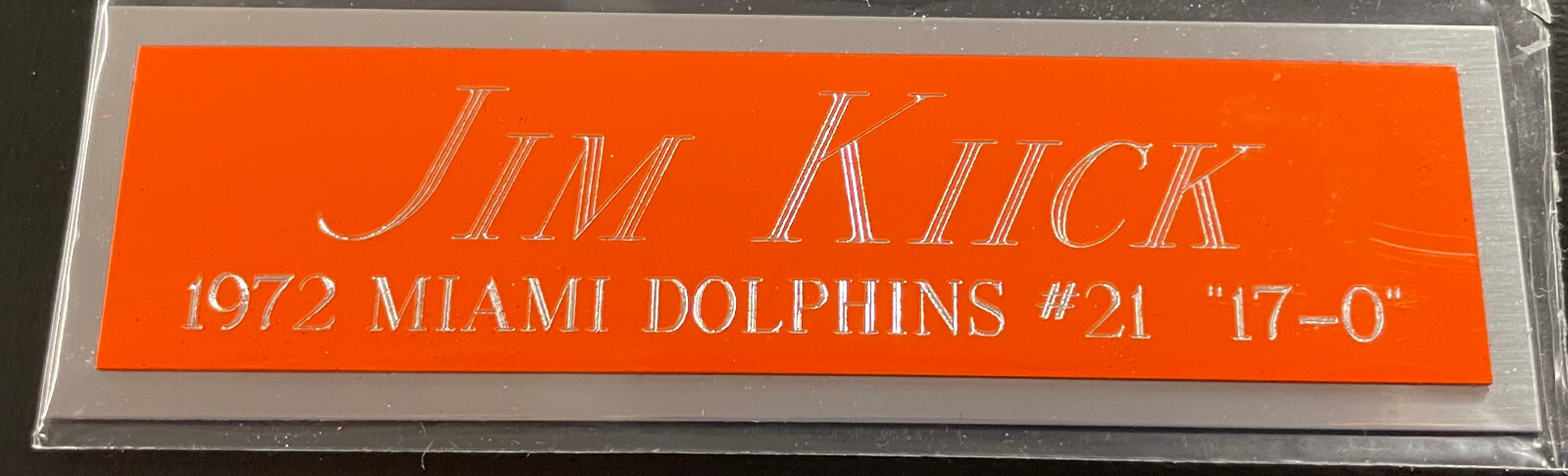 JIM KIICK DOLPHINS NAMEPLATE FOR AUTOGRAPHED Signed FOOTBALL-HELMET-JERSEY-PHOTO