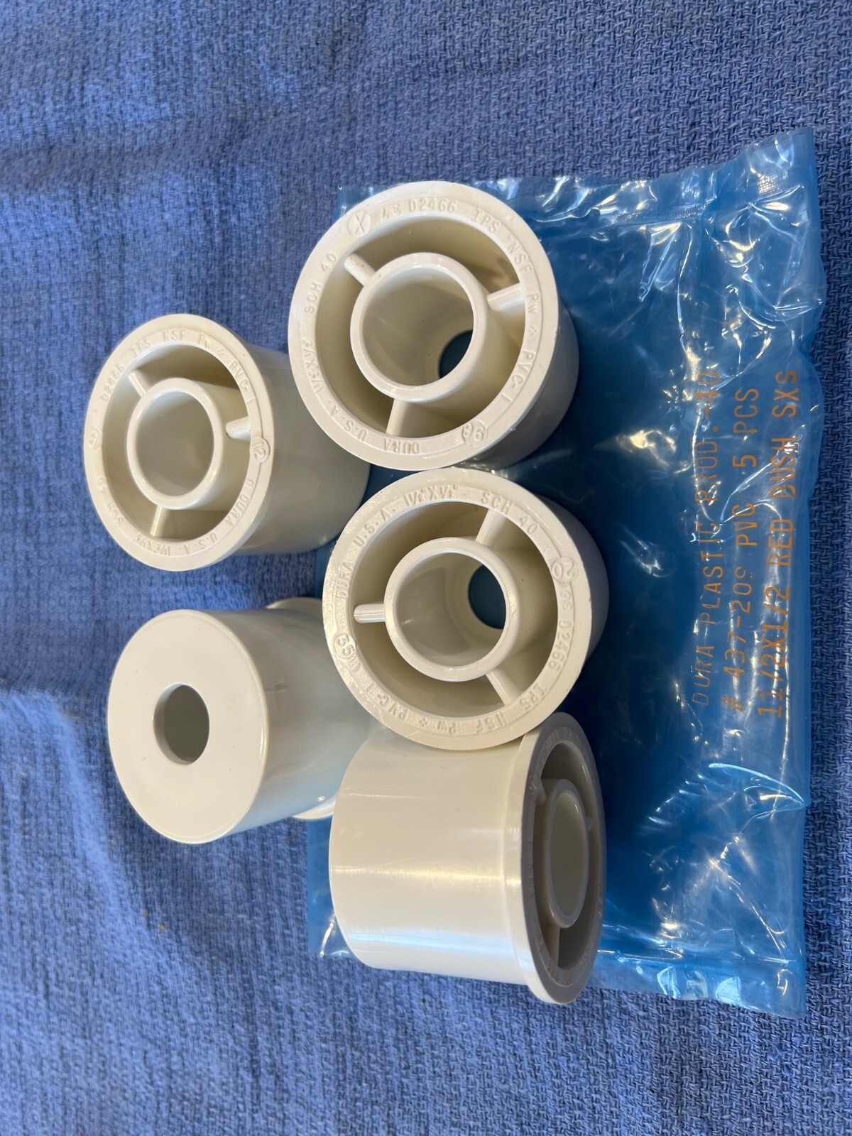 437-209 PVC REDUCER BUSHINGS 1-1/2 X 1/2" SCH40 Slip X Slip (5 pkg) DURA USA