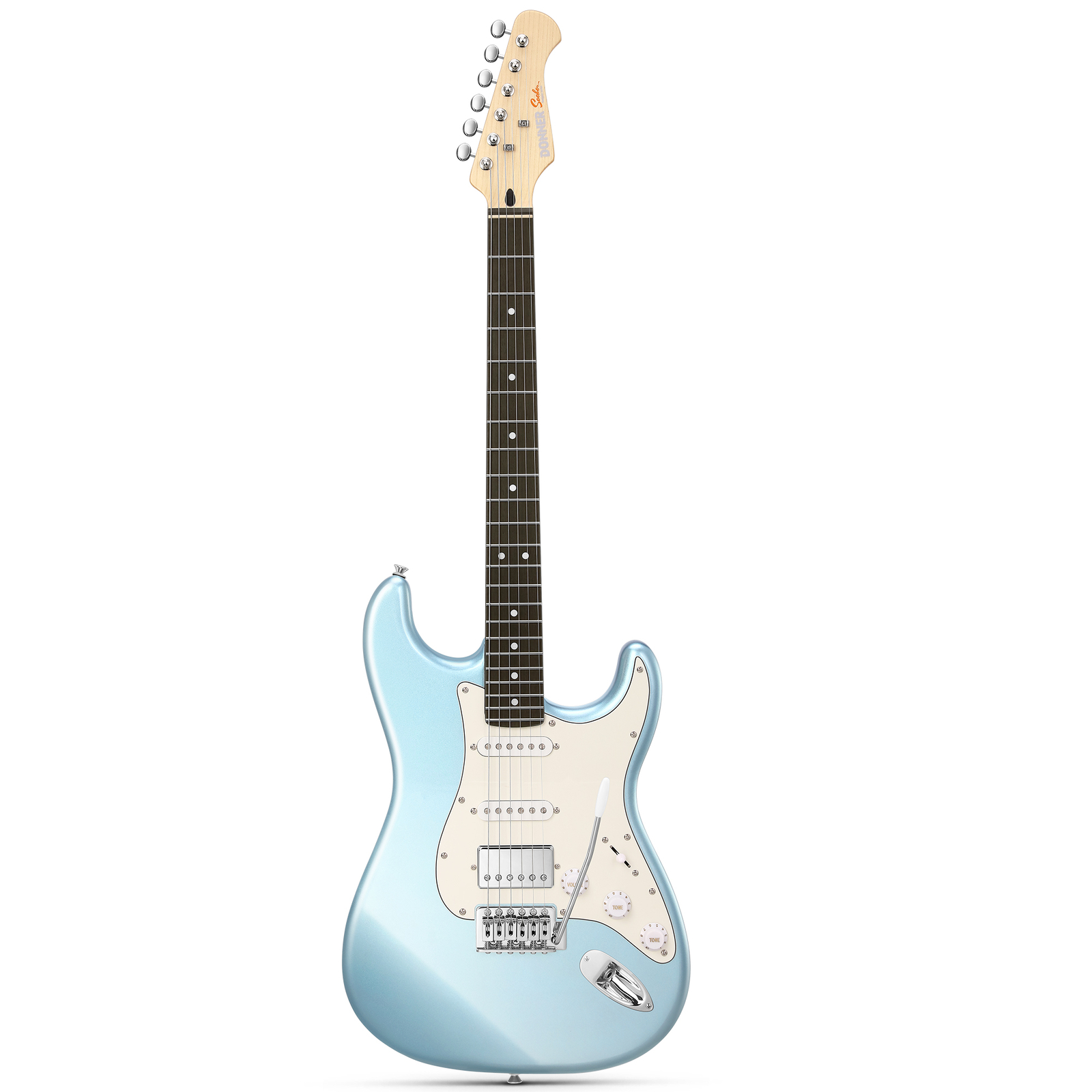 Donner 39" Electric Guitar HSS Coil Split Ice Blue Metallic Beginner Bundle