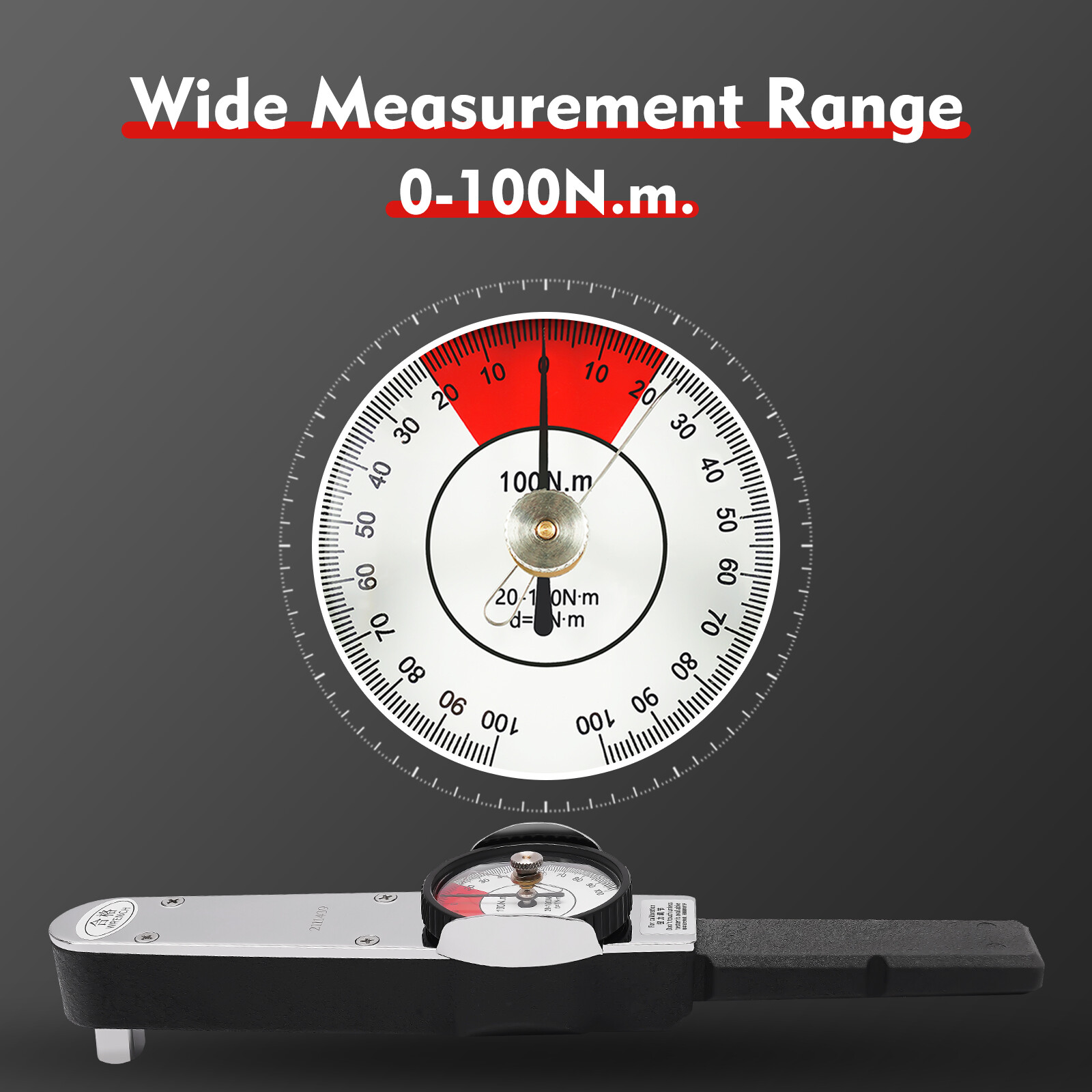 2-dir Dial Indicator Torque Wrench Indicating Torquemeter Torque Testing0-100n.m