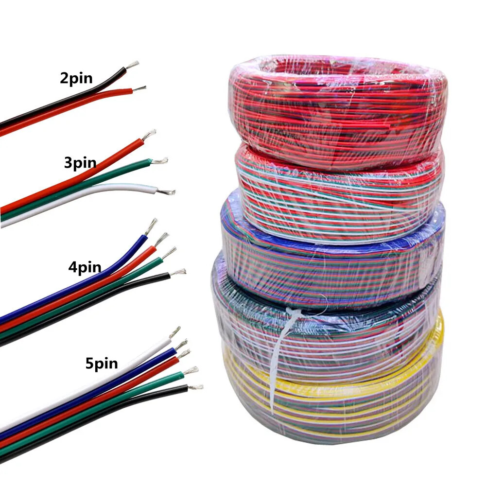 1M 5M 10M 20M 100M 2Pin 3Pin 4Pin 5Pin 22AWG Power Pixel Wire forLED Strip Light