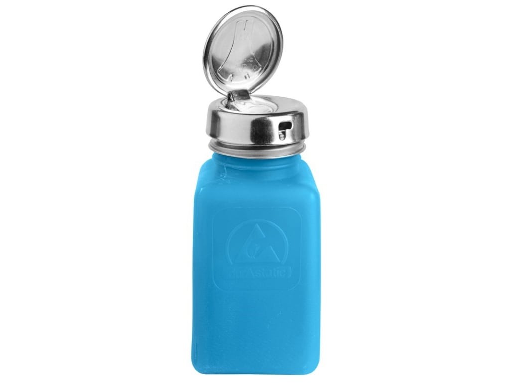 Menda 35287 - durAstatic dissipative HDPE blue square bottle w/take-along pump,